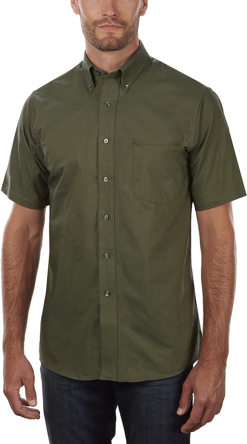 Van Heusen Men's Short Sleeve Dress Shirt Regular Fit Oxford Solid at  Men’s Clothing store