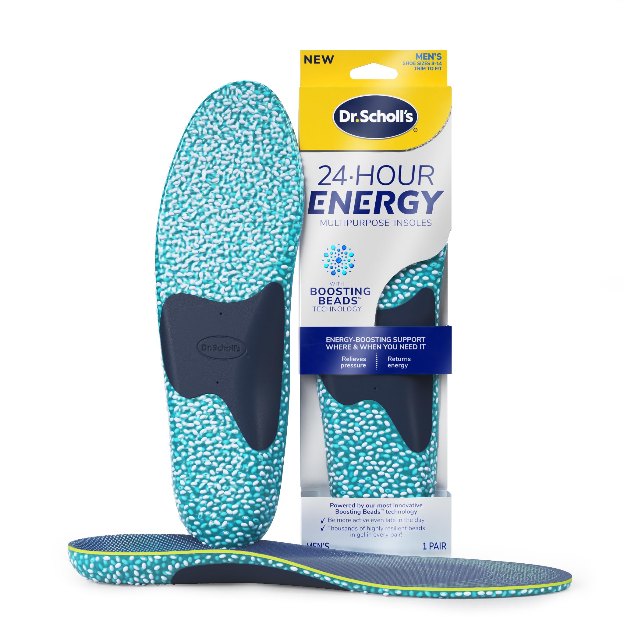 Photo 1 of Dr. Scholl's 24-Hour Energy Multipurpose Insoles, Returns Energy with Every Step, Relieves Foot Pressure & Tired Achy Feet, Memory Foam & Gel Insert, Men's Shoe Size 8-14, 1 Pair