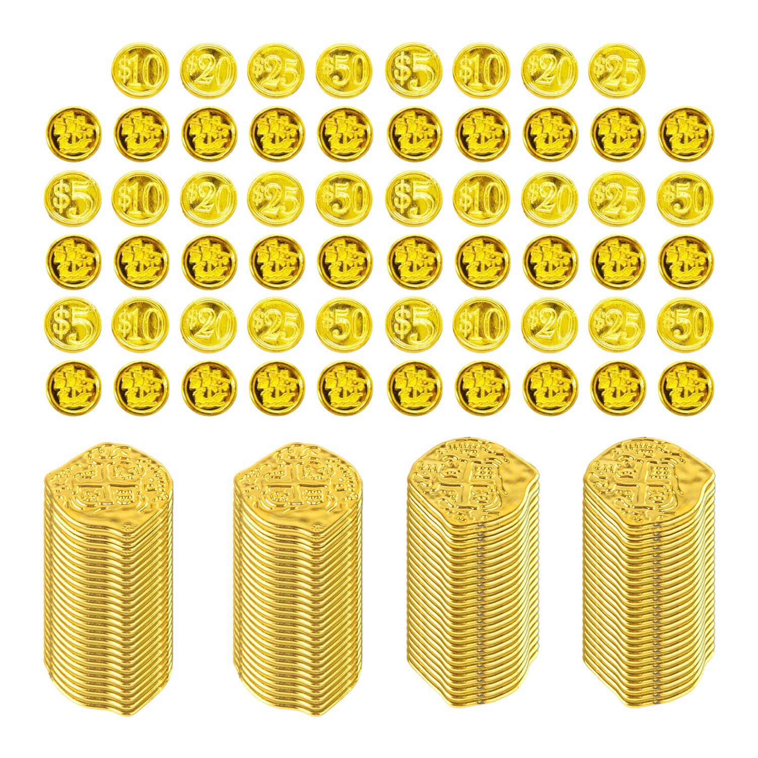 GDFHBD 148 Children'S Gold Coins, Roman Pirate Gold Coins, Holiday Imitation Coins, Treasure Hunt Party Decorations, Halloween Birthday Supplies.