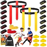 Flag Football Belts, 6/8/10/12/14 Player Flag Football Set for Kids, Youth & Adult, Adjustable Flag Football for Waist 22-43"