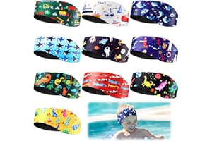 Croknit 10 Pieces Swimming Headband for Kids Swimmer's Headband Waterproof Ear Covers Swimming Ear Guards Ear Protection Band, Hold Earplugs in, Keep Water Out, 22.04 x 3.4 Inch(Lovely Style)