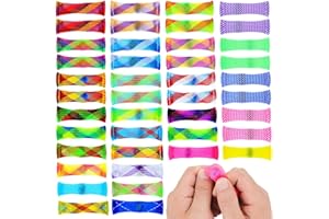 PENVINOO Fidget Toy 42 Pack Mixed Color Marble Mesh Fidget Toys,Stress Relieve Toy,Focus Enhance, Marble and Mesh Fidget Stress Relieve Toy for Adults and Student ADHD ADD Autism Halloween Decorations