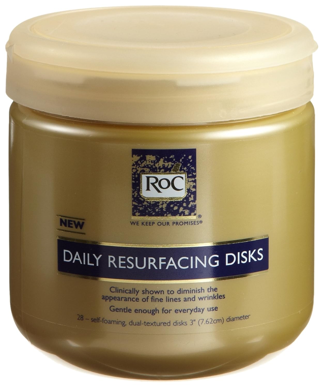 RoC Daily Resurfacing Facial Disks, Exfoliating Makeup Removing Pads with Skin-Conditioning Cleanser, Hypoallergenic & Oil-Free, 28 ct