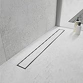 Elefloom 18"Linear Shower Drain Brushed Silver Drain with Tile Insert Grate | AISI 304 Stainless Steel Fast Drainage Rectangle Hidden Shower Trench,Detachable Hair Catcher Easy to install,Leveling Feet