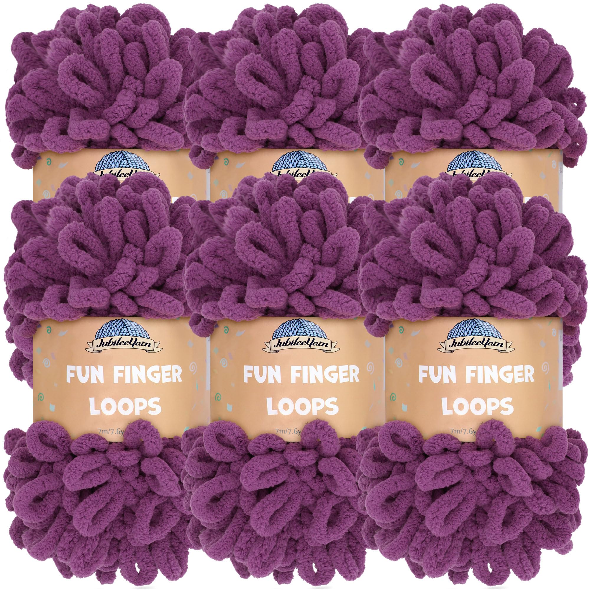 JubileeYarn Fun Finger Loops Yarn - Polyester Jumbo Weight Loop Yarn - 100g/Skein - Berry Blast - 6 Skeins — image 1