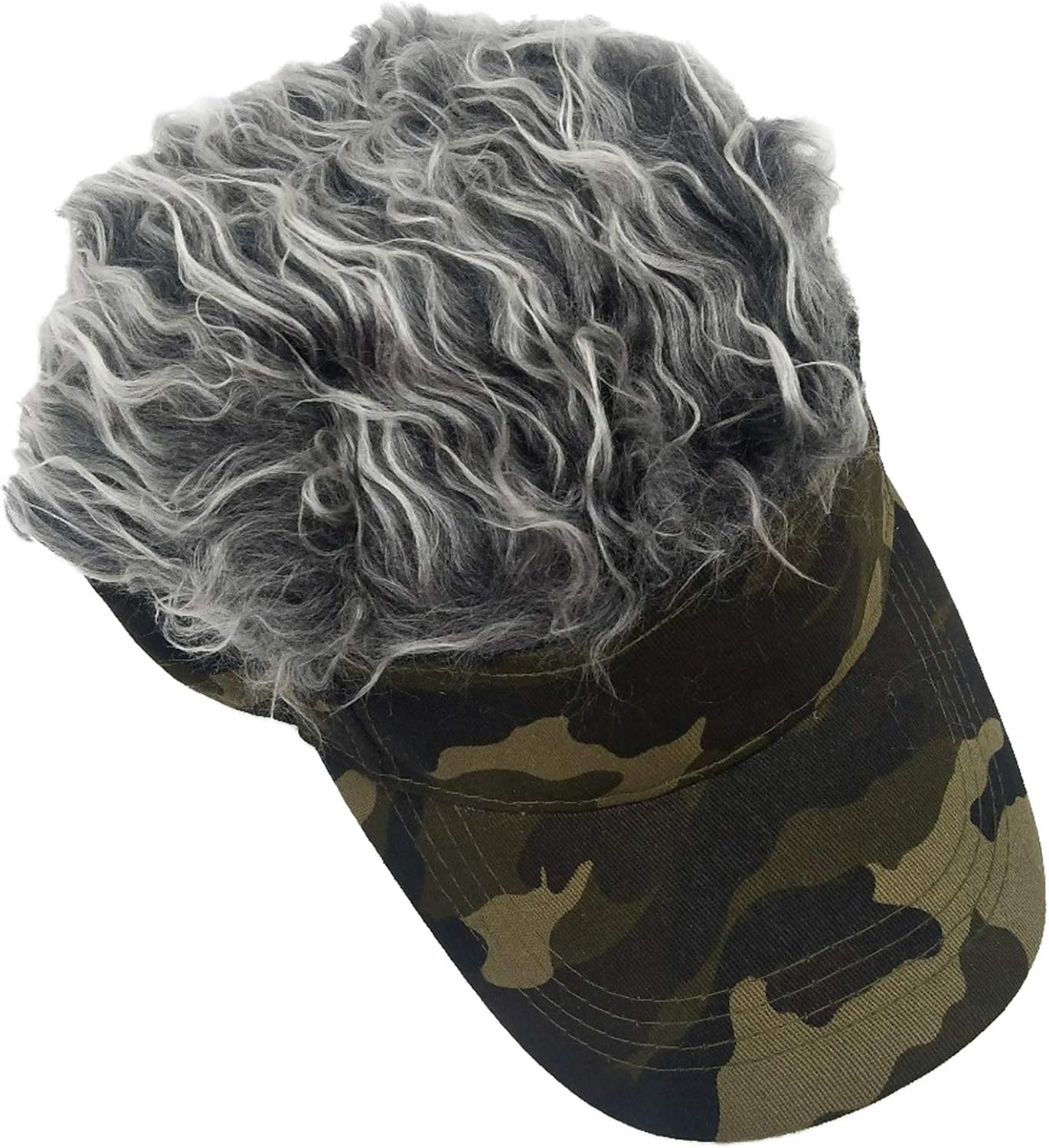Andongnywell Novelty Hair Visor Cap Fake Hair Baseball Caps Wig Peaked