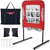 9 Hole Pitching Net with Strike Zone, Baseball Softball Pitching Target &ndash; Adjustable Height Portable Indoor Outdoor Training Equipment for Pitchers of All Levels, Coaches, and Players