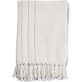 SARO LIFESTYLE Kantha Stitch Throw Blanket, Grey, 50''x60'' (TH1229.GY5060B)