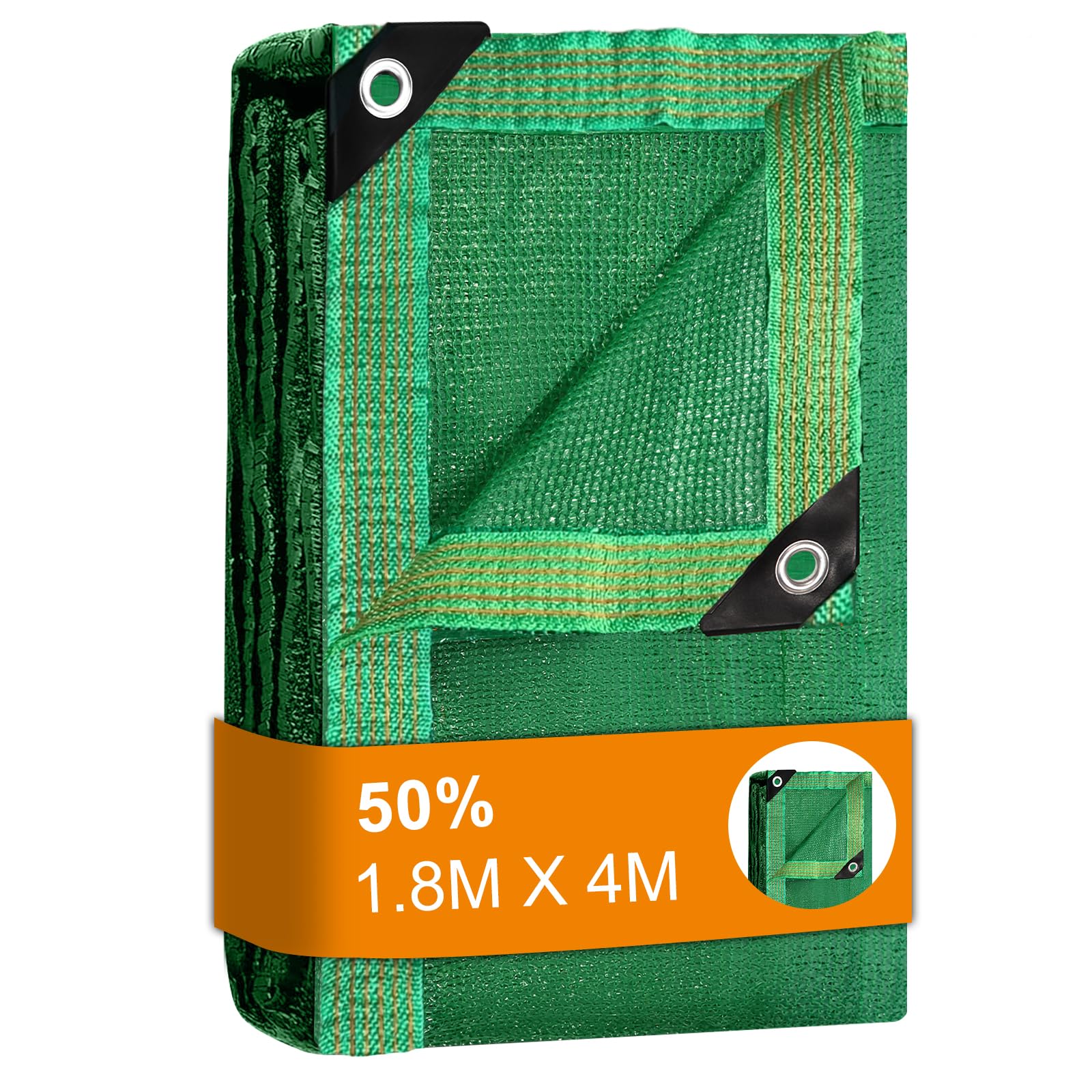 BeGrit Greenhouse Shading Net with Grommets Pergola Shading Netting 50% Shading Rate UV Resistant Sunblock Shade Cloth Greenhouse Shading Blinds for Garden Flower Plant Green (1.8m X 4m)