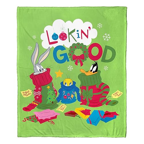 Northwest Looney Tunes Silk Touch Throw Blanket, 50" x 60", Christmas Drip