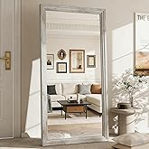 ZHUNFA Full Length Mirror,71x32 Inch Full Length Mirror Wall Mounted,Vertical Hanging,Leaning Standing for Bedroom,Living Room,Rectangular Wooden Frame,Wood White Color.