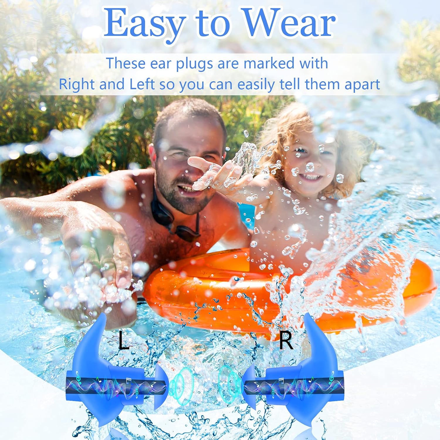 Swimming Ear Plugs, 4 Pairs Reusable Silicone Swimming Ear Plugs for Swimming Showering Bathing Surfing Snorkeling and Other Water Sports, Suitable for Adults and Kids: Health & Personal Care