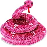 MGZTTHW Snake Plush, Stuffed Snake Animal, 71 in Large Toy Snakes for Kids, Lifelike Giant Stuffed Animals for Birthday Present Party Prank Prop (Pink)