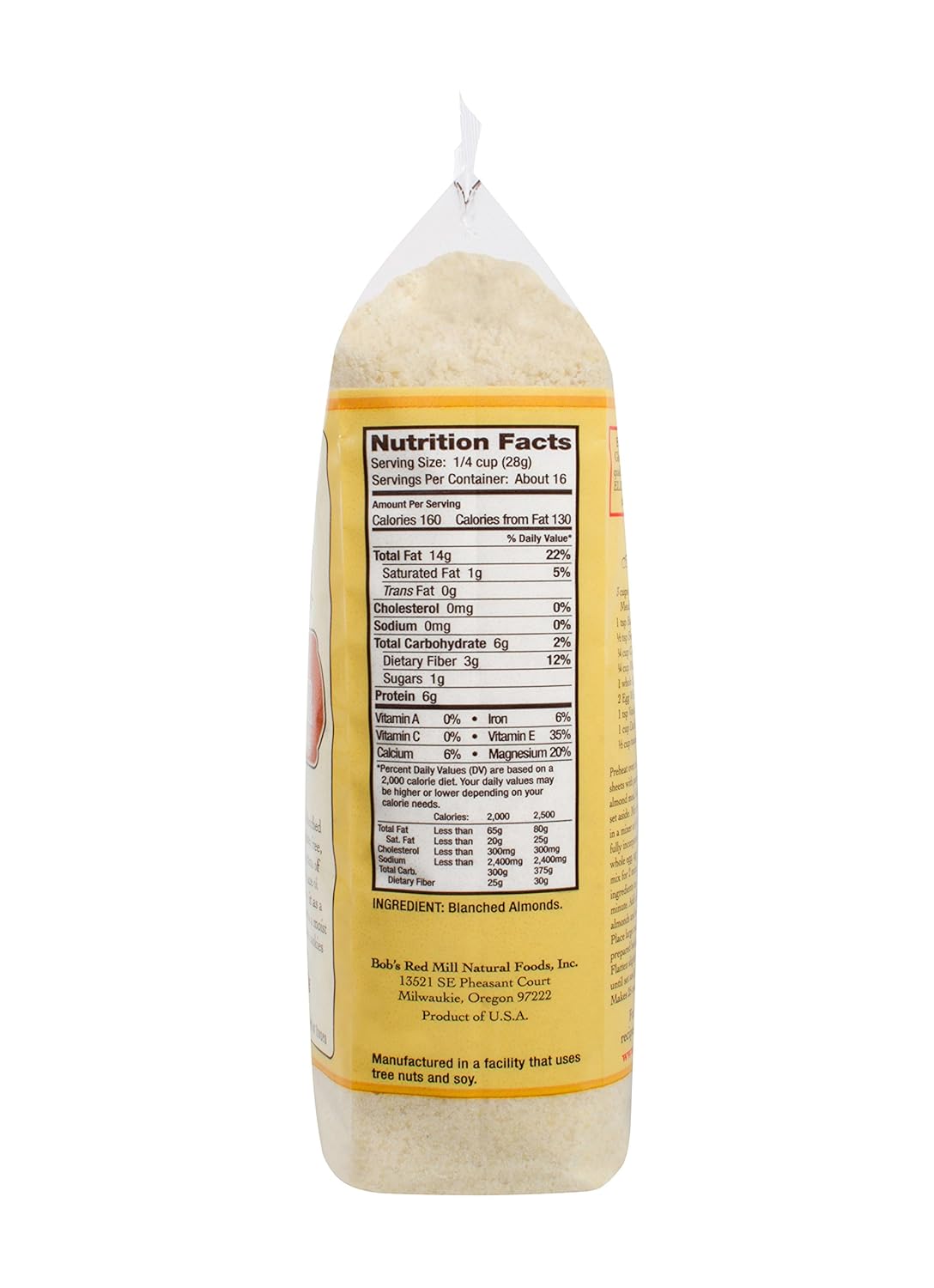 Bobs Red Mill Almond Flour Nutrition Facts Runners High Nutrition