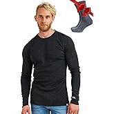 Merino.tech Merino Wool Base Layer - Mens 100% Merino Wool Long Sleeve Thermal Shirts Heavyweight, Midweight, Lite with Socks