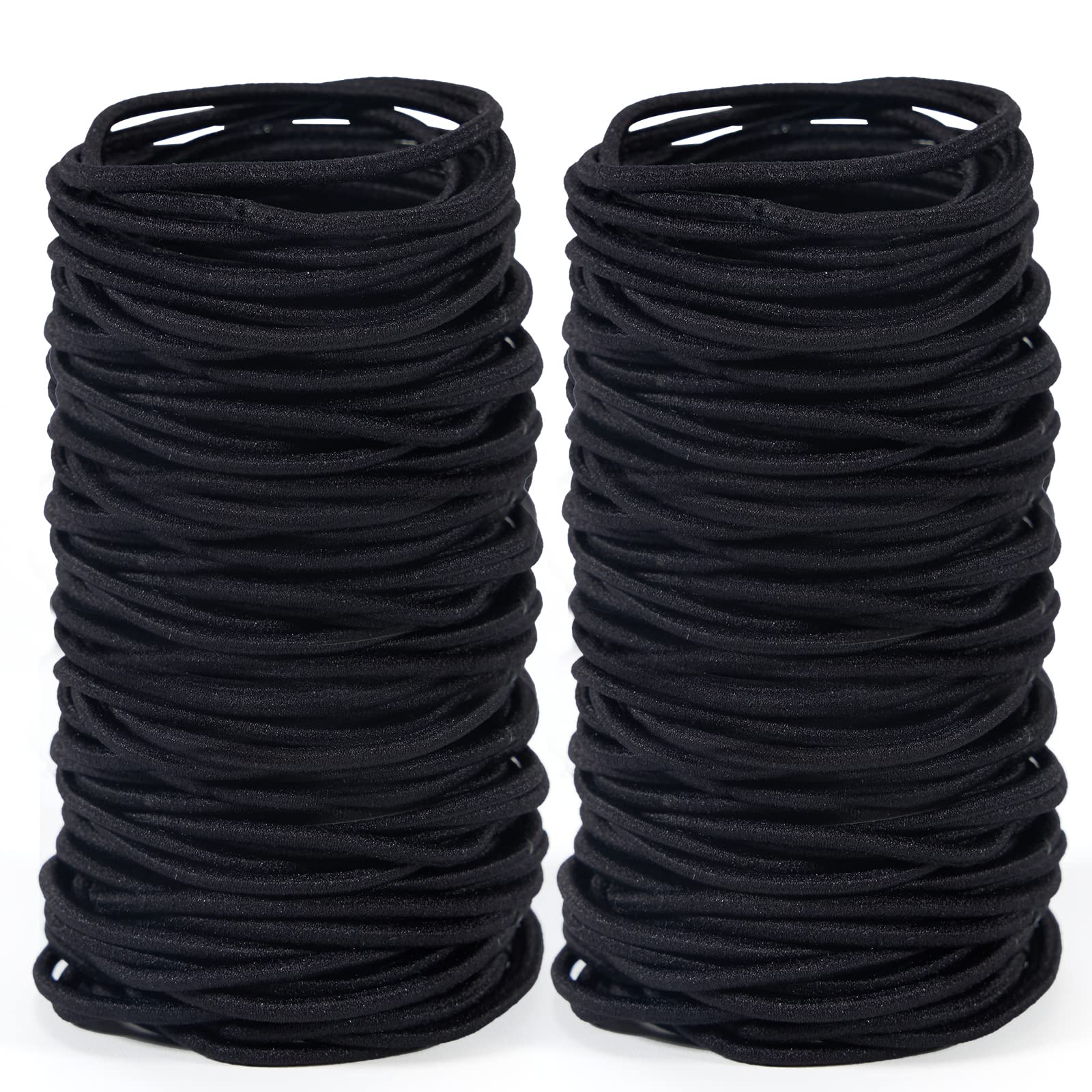 200 Pieces Women's Elastic Hair Bands, Hair Scrunchies Bands for Girls, 2 mm Black Seamless Elastic for Women, Girls and Children