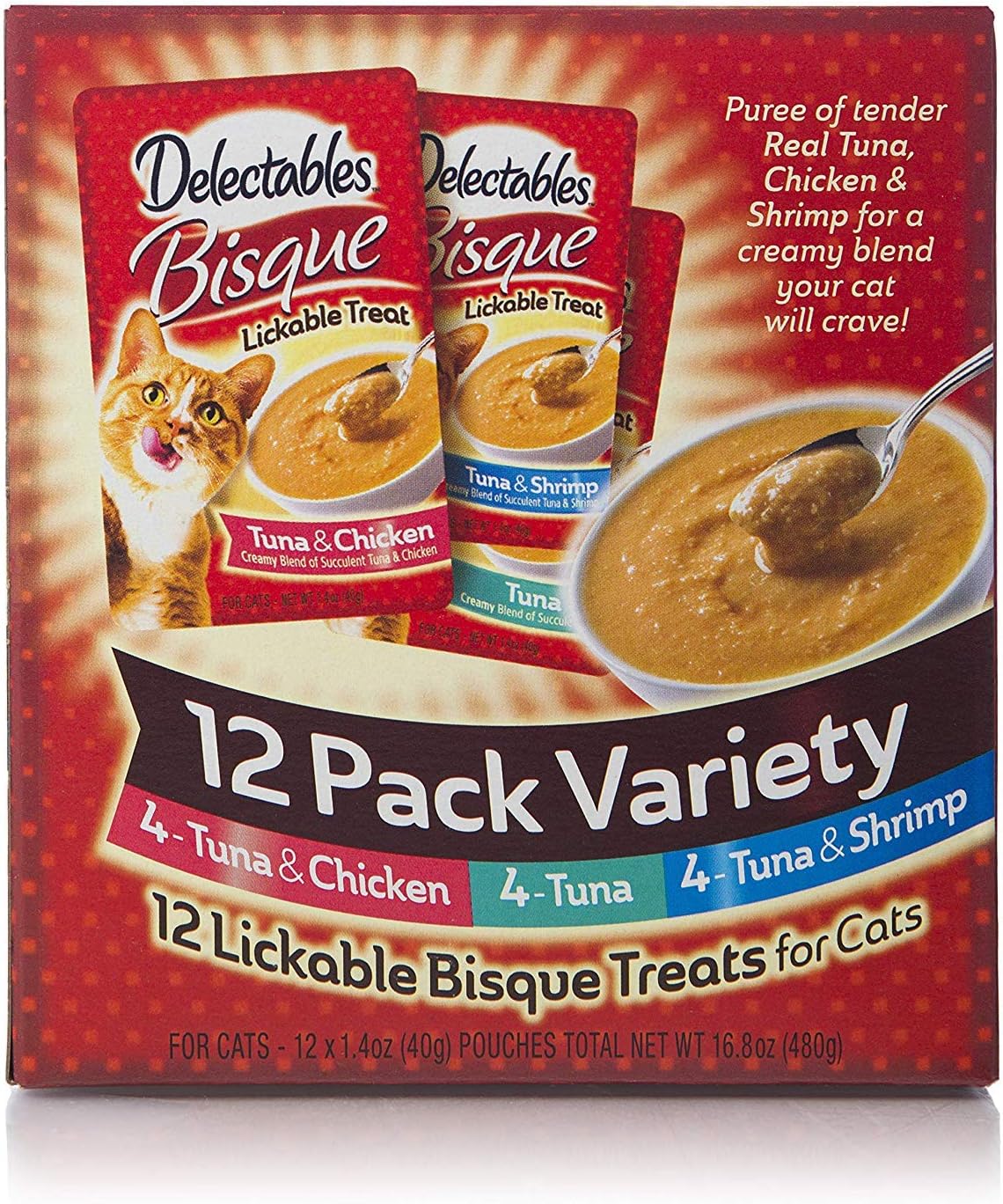 Hartz Delectables Bisque Lickable Wet Cat Treats - Chicken, Tuna & Shrimp : Pet Supplies