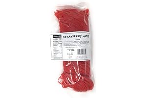 Kervan Candy Bebeto Strawberry Licorice Laces - Red Shoestring Licorice Laces for Braiding, Decorating Baked Goods & Making Knots - Soft & Chewy Candy (2 lbs)