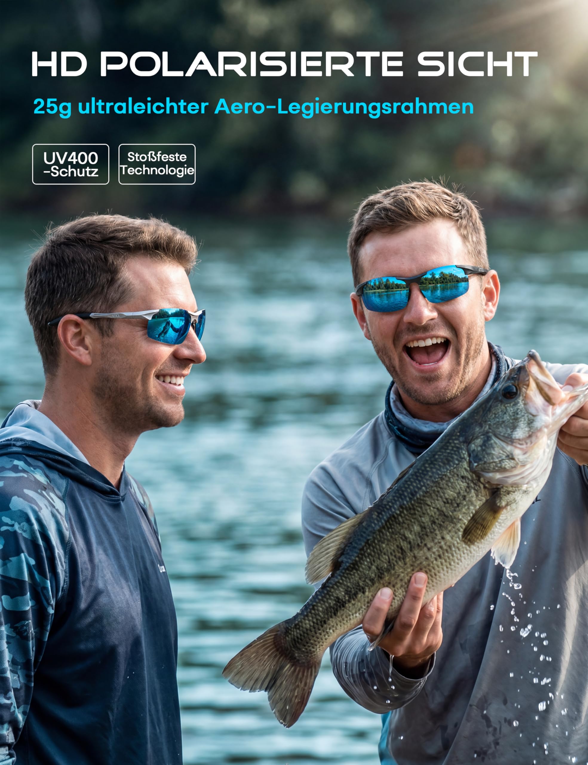 ATTCL Sonnenbrille Herren Polarisiert Sports UV400 Leicht Wrap-Around AL-MG 3