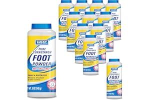 Lucky Super Soft Cornstarch Foot Powder, Talc-Free, Moisture Absorbing Odor Fighting Formula, Natural Protection Against Chafing - (12, 5-Ounce Bottles)