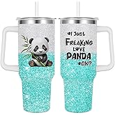 Jiaazerd Panda Gift Tumbler 40 oz With Handle Straw - Insulated Stainless Steel for Panda Lovers
