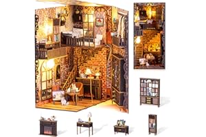 Marycele Book Nook Kit for Adults Teens, 3D Puzzles for Adults Bookshelf Decor, Wooden Booknook with Sensor Light, DIY Kits for Adults Crafts, Christmas Birthday Gifts for Him (Booknook Secret Castle)