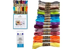 CHARMING MELODIE DMC Embroidery Floss, DMC Embroidery Thread Pack,Exclusive Colors,Kit Bundle with Cross Stitch Hand Embroidery Needles Size 24.Premium Supplies for Embroidery String,Yarn Set,DMC Cross Stitch Threads