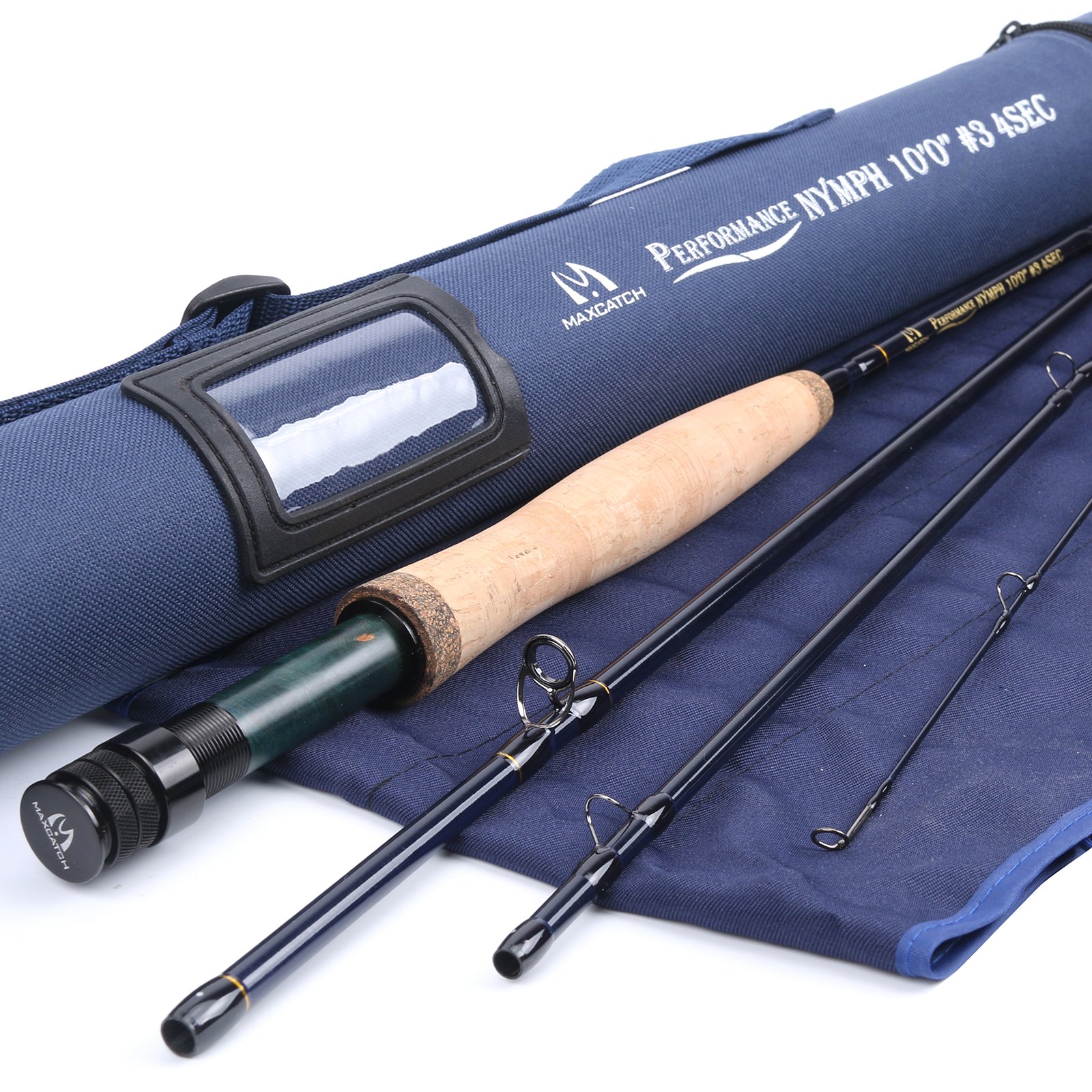 MAXIMUMCATCH Performance Nymph Fly Fishing Rod in 3/4wt: 10ft, IM10 Carbon, AA Cork Handle, Cordura Rod Tube (3weight 10ft 4piece)