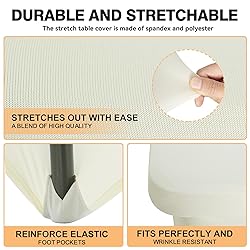 2 Pack 4 Feet Ivory Spandex Tablecloth for