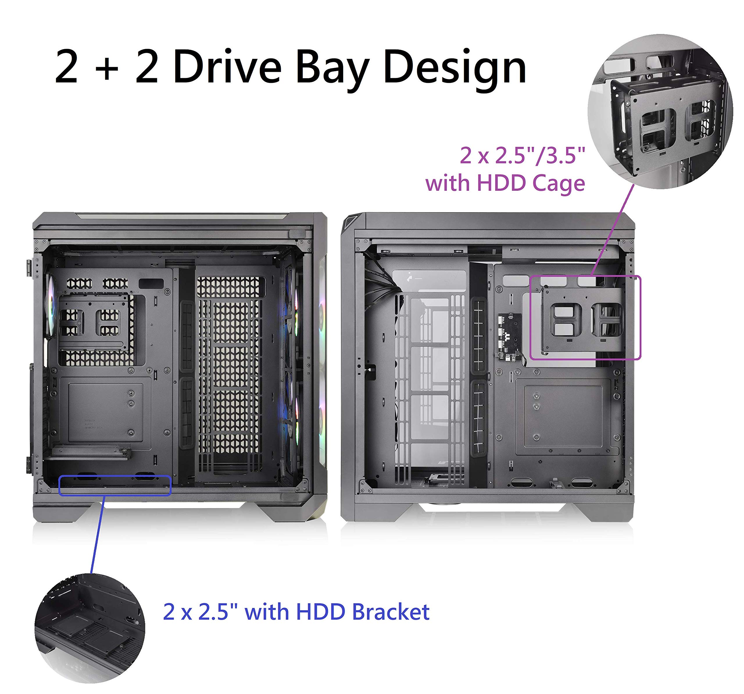 Thermaltake View 51 Motherboard Sync ARGB E-ATX Full Tower Gaming Computer Case with 2 200mm ARGB 5V Motherboard Sync RGB Fans + 140mm Black Rear Fan Pre-Installed CA-1Q6-00M1WN-00