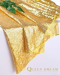 Table Skirt for Rectangle Table 6ft Gold Sequin
