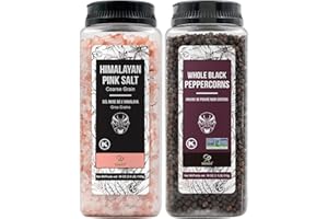 Soeos Himalayan Pink Salt 39 oz + Whole Black Peppercorns 18 oz, Coarse Grain, Kosher Salt for Grinder Refill, Salt and Pepper Grinder, Non-GMO Verified, Spice Seasoning Set for Cooking