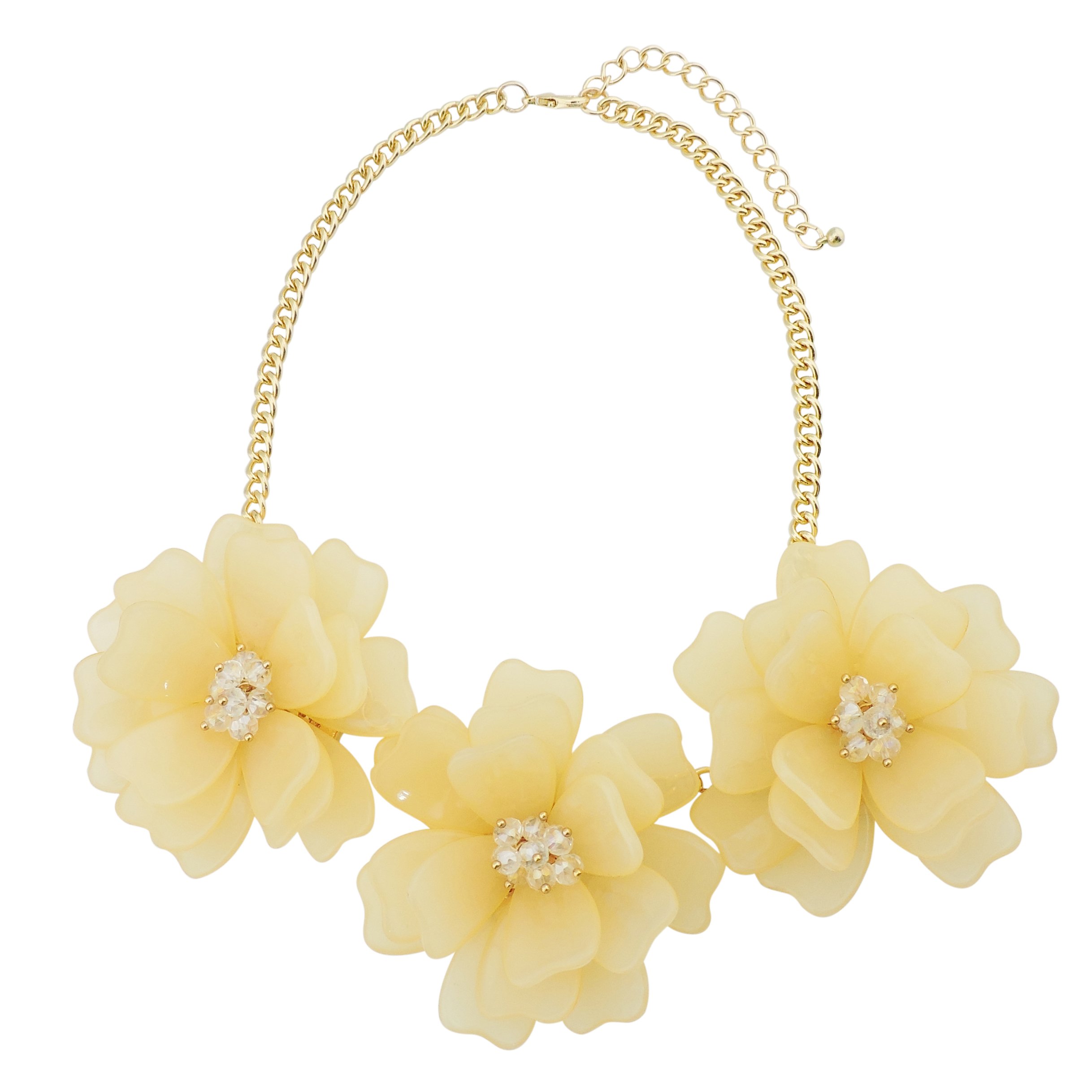 BOCAR Statement Flower Necklace Handmade Bib Collar Jewelry for Women (NK-10454-Yellow Cream) — image 1