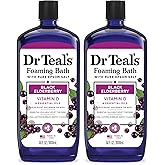 Dr Teal's Foaming Bath with Pure Epsom Salt, Black Elderberry with Vitamin D, 34 fl oz (Pack of 2)