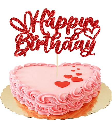 ♡お誕生日プレート♡ 【⑥ジュエルハート】 Amazon.com: Gyufise 1Pc Love Heart Happy Birthday Cake Topper Red