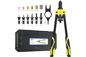 AUTOUTLET 14 Inch Professional Rivet Nut Tool 150Pcs M3 M4 M5 M6 M8 M10 6 Sizes Metric Mandrels Heavy Duty Hand Riveter Rivet