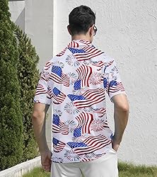 uideazone Mens American Flag Golf Shirts Athletic