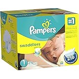 Pampers Swaddlers Diapers Size 1 (8&ndash;14 lb) Economy Pack Plus, 216 Count (Packaging May Vary)