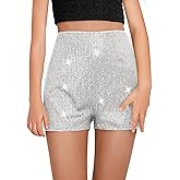 CharmWM Girls Sequin Shorts Elastic Straight Leg Sparkly Glitter Party High Waist Shorts 5-14 Years