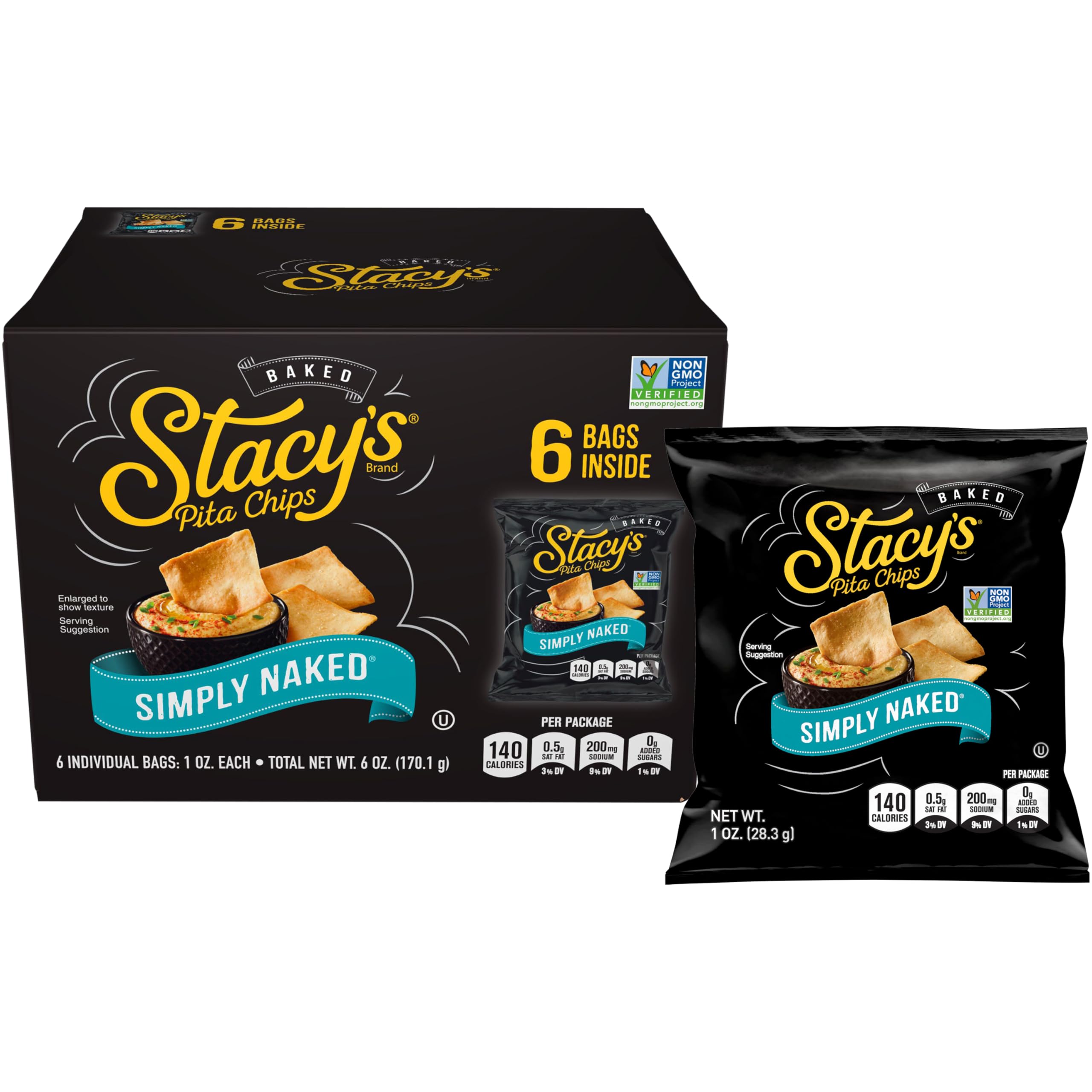 Photo 1 of **2/ BB 7/15/25**Stacy's Pita Chips, Simply Naked, 6 Count X2 