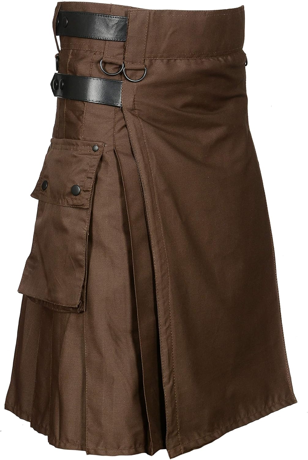Chocolate Brown Leather Strap Utility Kilt For Active Man Kilt Wedding Kilts Clothing