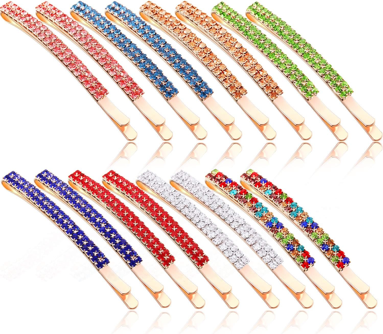 Rhinestone Crystal Bobby Pins Double Row Rhinestone Hair Barrette Clip