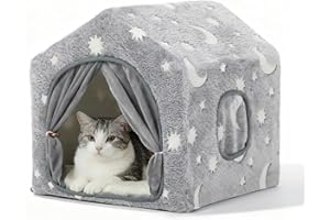Pelemee Indoor Dog House, Night-Luminous Star Dog Tent with Frame, Washable Dog Cave Bed, Suitable for 8-20 lb Puppy and Cat