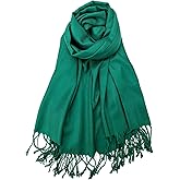 Plum Feathers Premium Solid Color and Metallic Fashion Scarf, Womens Pashmina Shawl Wrap with Fringes