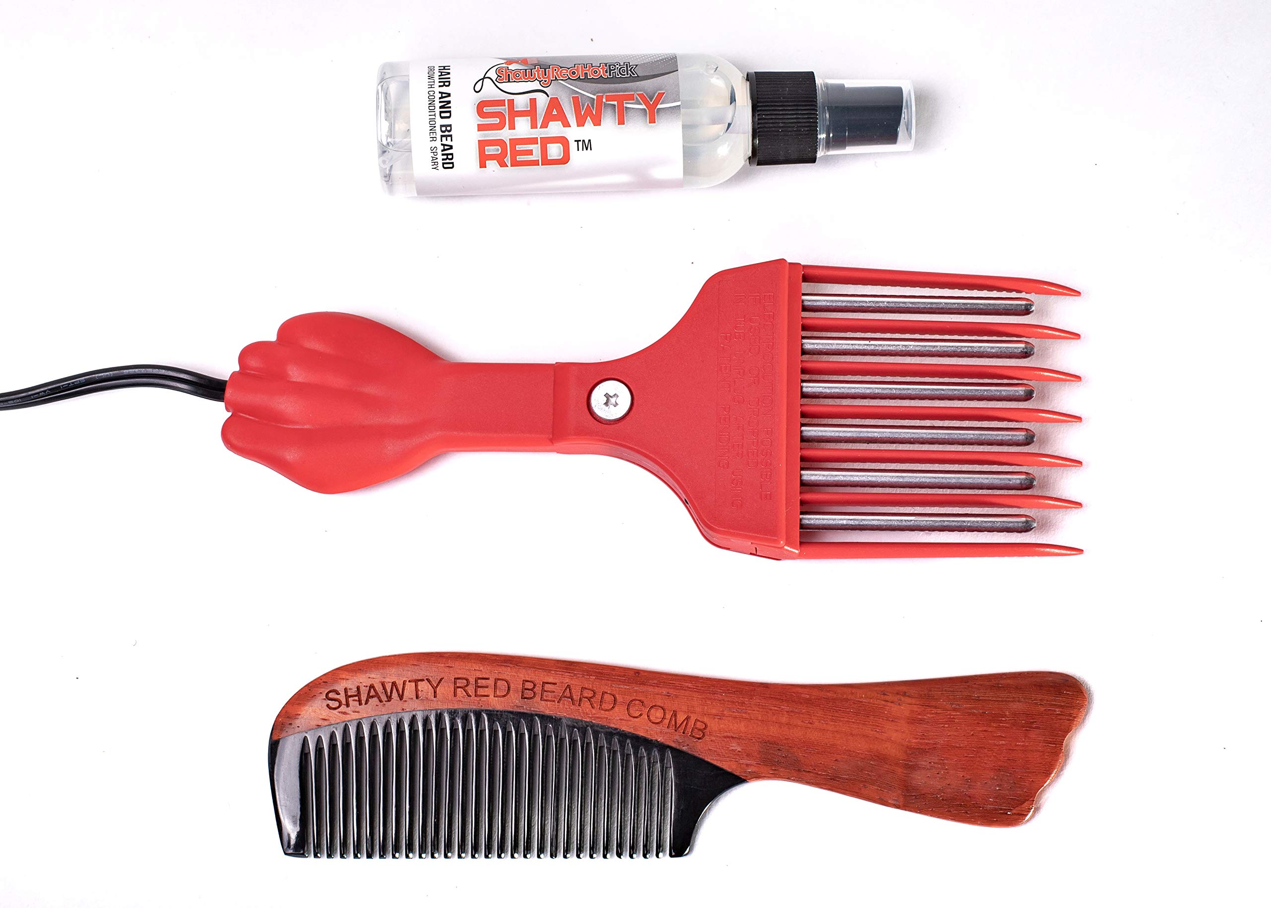 Photo 1 of Shawty Red Low Heat Beard Grooming Growth Kit for Men, Hot Afro Comb, Skin Sensitive Adjustable Temperature Wooden Comb & Leave in Conditioner Spray for the Facial Hair Care (Watch The VIDEO)