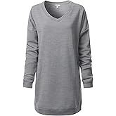 Design by Olivia Women's Casual Oversized Loose Fit V-Neck Fleece Pullover Sweatshirts Tunic Fall Outfits S~3X