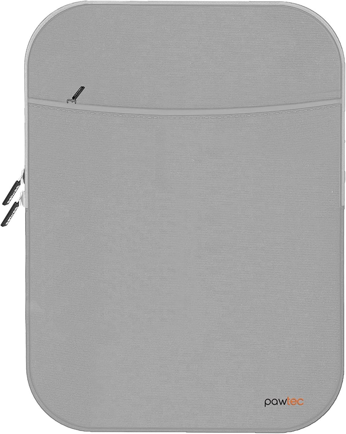 Pawtec Shockproof Neoprene Protective Storage Carrying Sleeve Case - Compatible with 2019 Apple iPad 10.2", iPad Air/Pro 9.7" - Extra Storage Pocket for Accessories and Wall Charger (Silver)