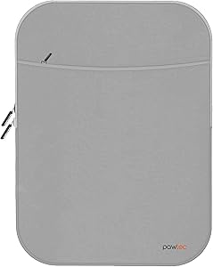 Pawtec Shockproof Neoprene Protective Storage Carrying Sleeve Case - Compatible with 2019 Apple iPad 10.2", iPad Air/Pro 9.7" - Extra Storage Pocket for Accessories and Wall Charger (Silver)