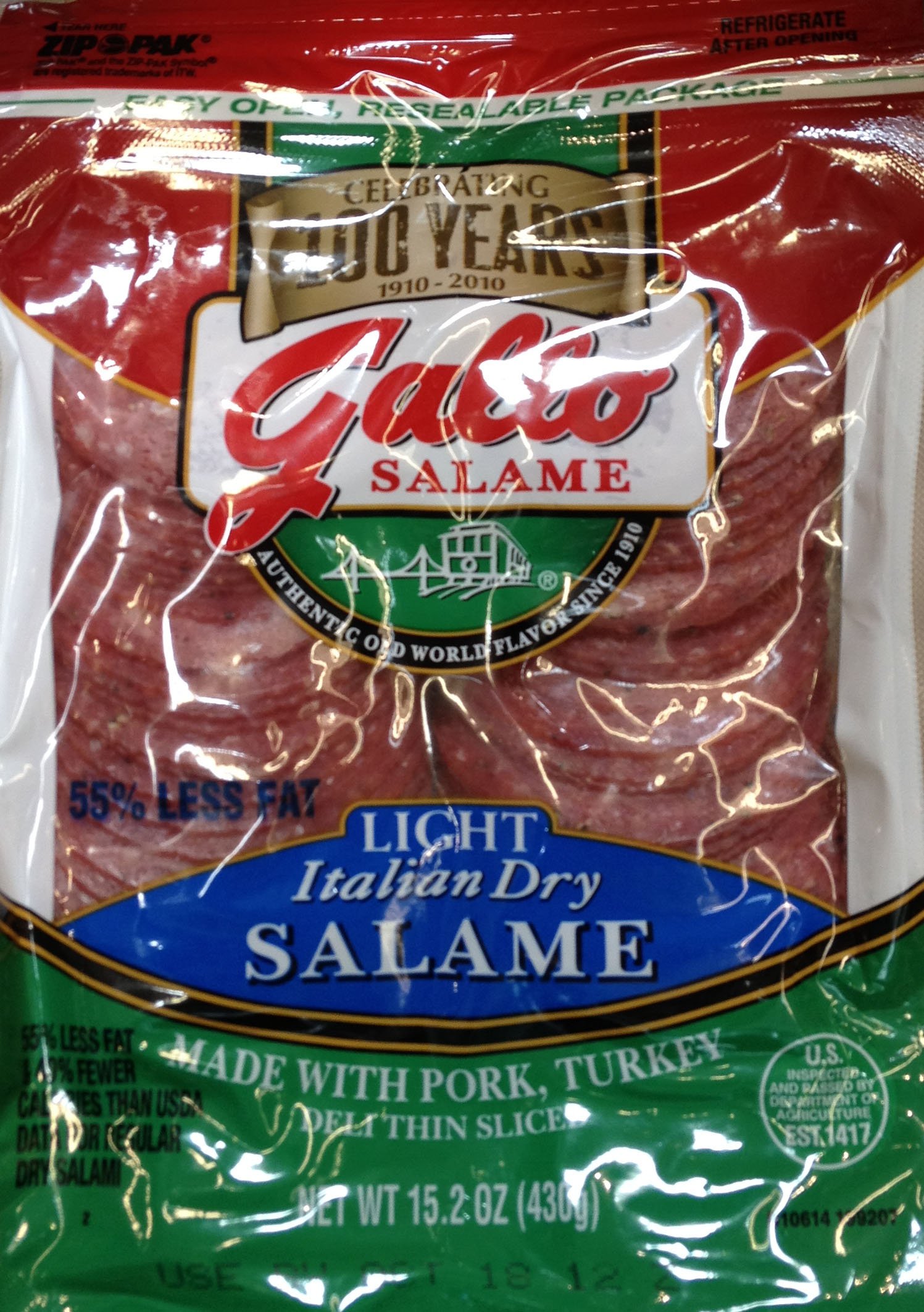 15.2oz Gallo Italian Dry Salame Deli Thin Sliced Salami, Pack of 2