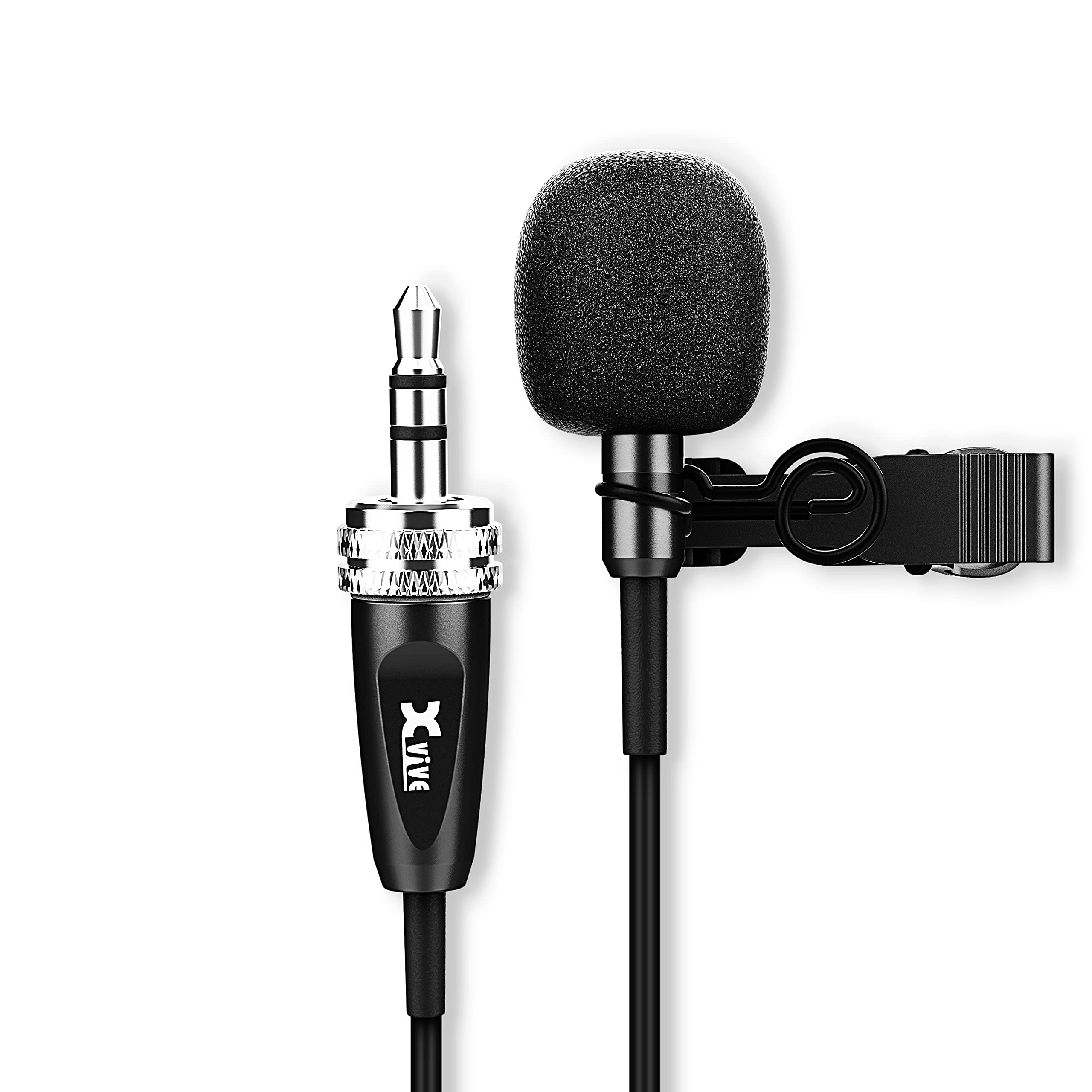 Xvive LV1 Lavalier Microphone Small Omni-Directional Wearable Microphone for Wireless go, Recording Device, Black